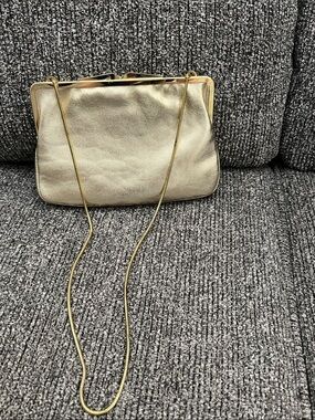 Vintg. West Germany 1950-70s Gold Metallic Mini Bag with Chain Strap